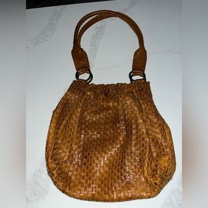 Vintage camel color woven CEM Brazilian leather bag.